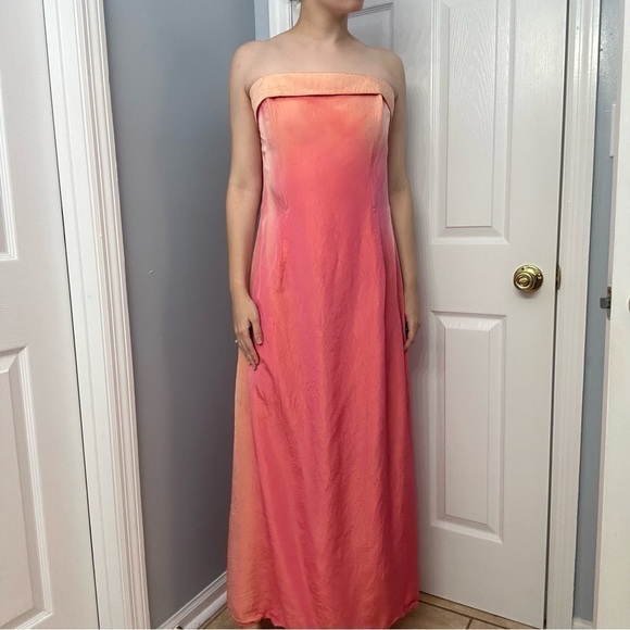 Gunne Sax Dress Formal Strapless Pink Prom Vintage Jessica McClintock Size Large - Picture 1 of 11